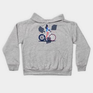 Girl on a bike Kids Hoodie